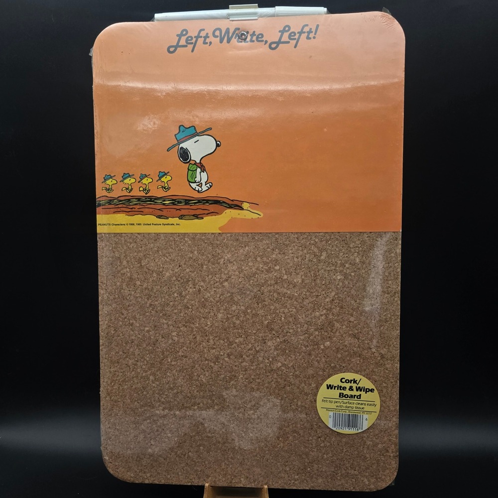Vintage Peanuts Snoopy Woodstock Cork Write and Wipe Board Orange Scouts NOS